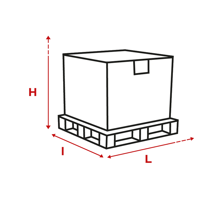 Schéma permettant d'expliquer les mensurations d'une palette