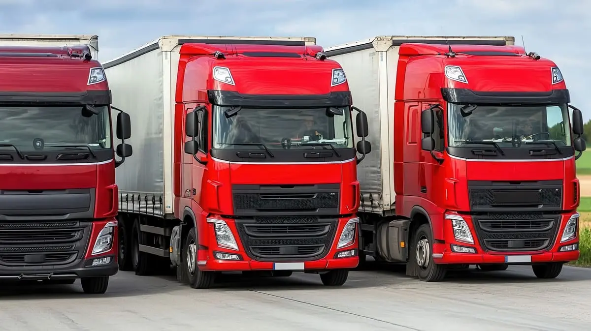 Flotte de camions rouges et blancs